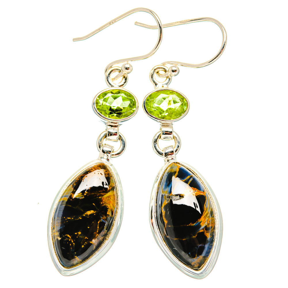 Pietersite, Peridot Earrings 2" (925 Sterling Silver) EARR431605
