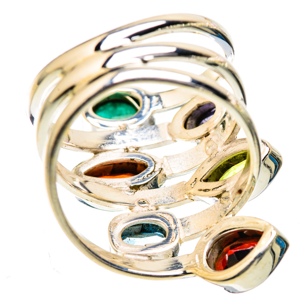 Large Garnet, Peridot, Green Aventurine, Tanzanite, Blue Topaz Ring Size 8 (925 Sterling Silver) RING135990