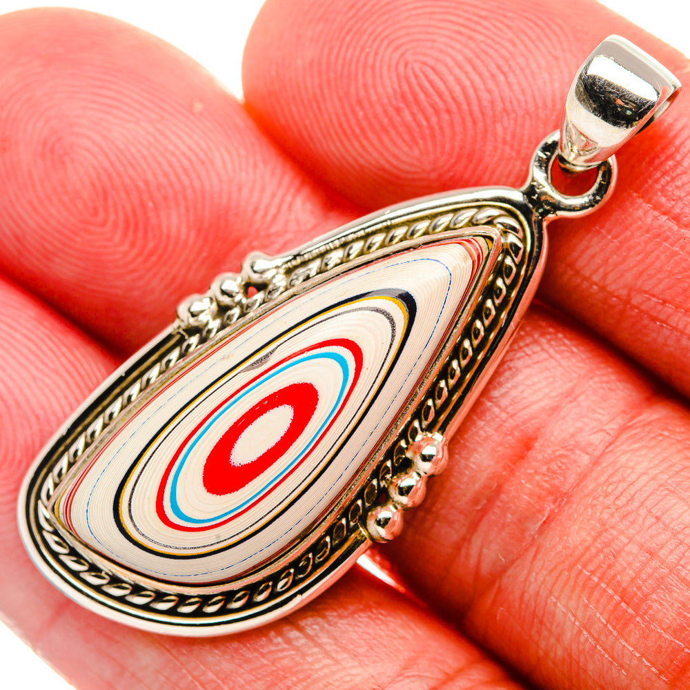 Fordite 925 Sterling Silver Pendant 1 3/4" (925 Sterling Silver) PD37685