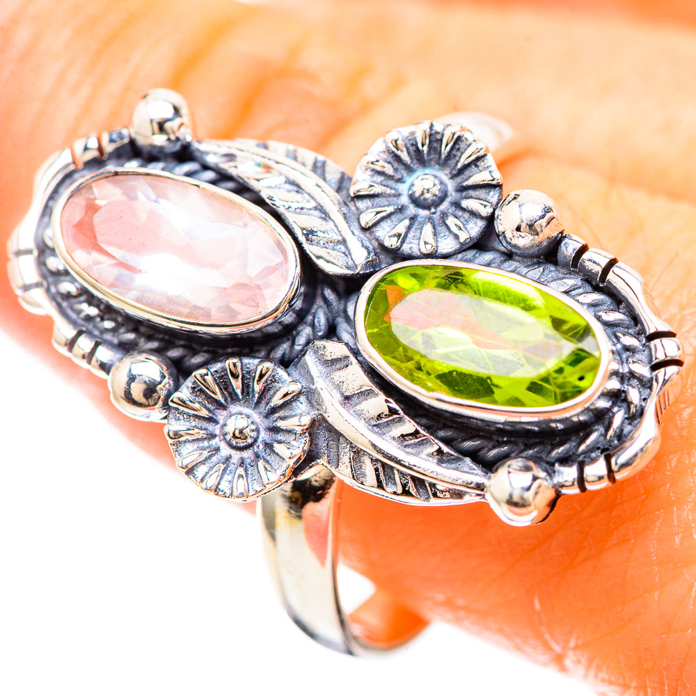 Rose Quartz, Peridot Ring Size 10.75 (925 Sterling Silver) RING136454