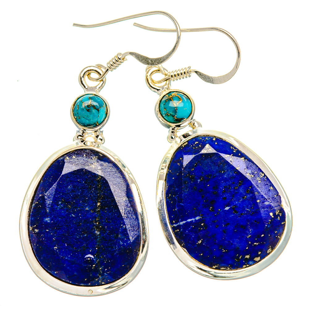 Lapis Lazuli, Blue Copper Composite Turquoise Earrings 1 7/8" (925 Sterling Silver) EARR431838