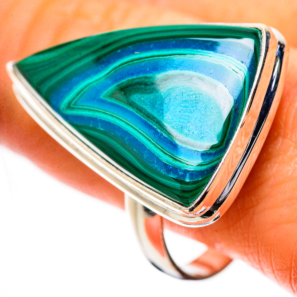 Anasilvercos Large Malachite In Chrysocolla Ring Size 11.75 (925 Sterling Silver)