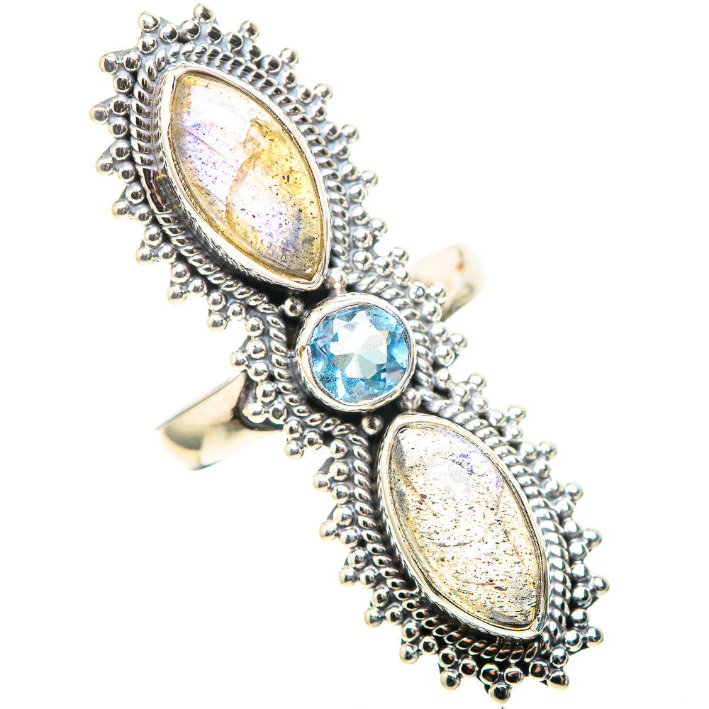 Large Labradorite, Blue Topaz 925 Sterling Silver Ring Size 6.25 (925 Sterling Silver) RING137545