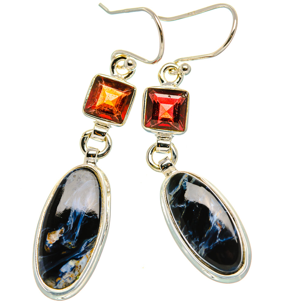 Pietersite, Garnet Earrings 2" (925 Sterling Silver) EARR431800