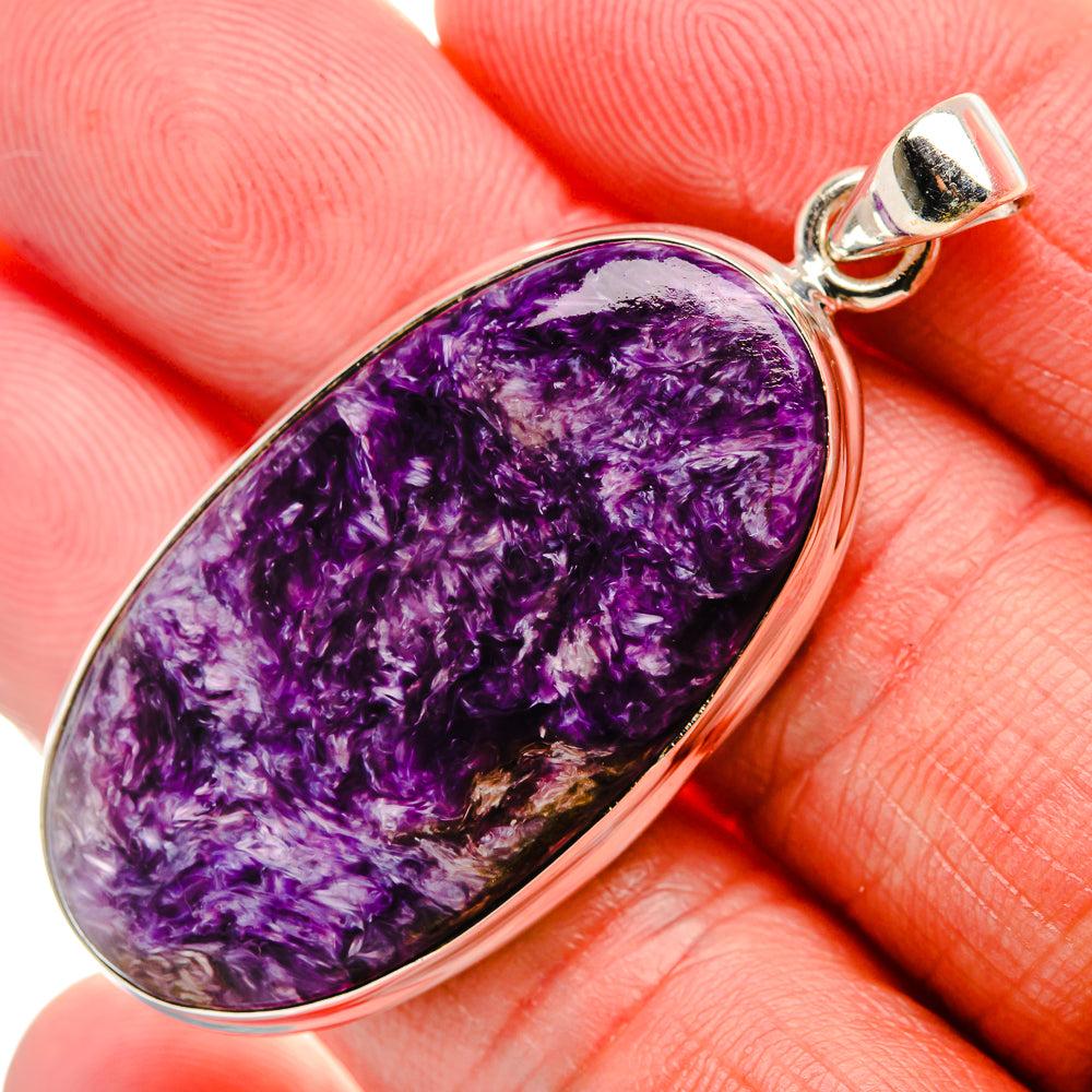 Charoite Pendant 1 7/8" (925 Sterling Silver) PD37497