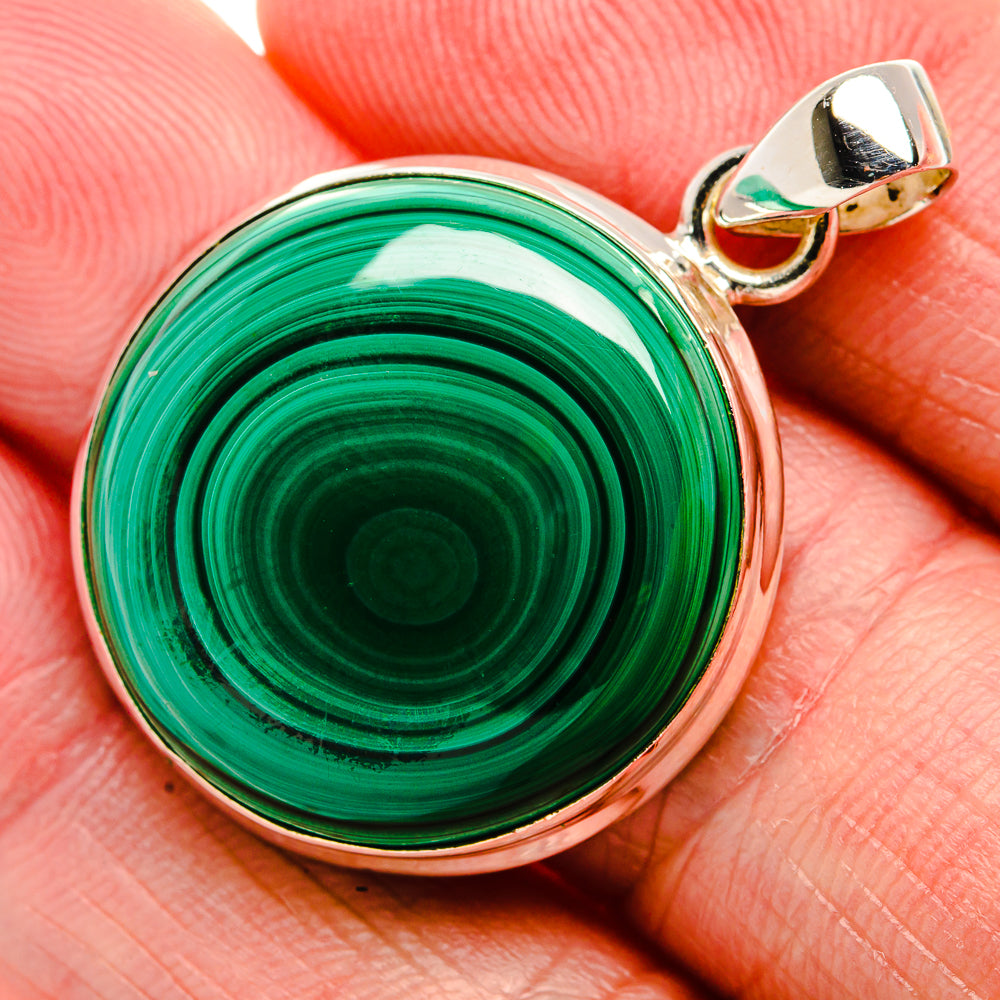 Malachite Pendant 1 1/2" (925 Sterling Silver) PD36975