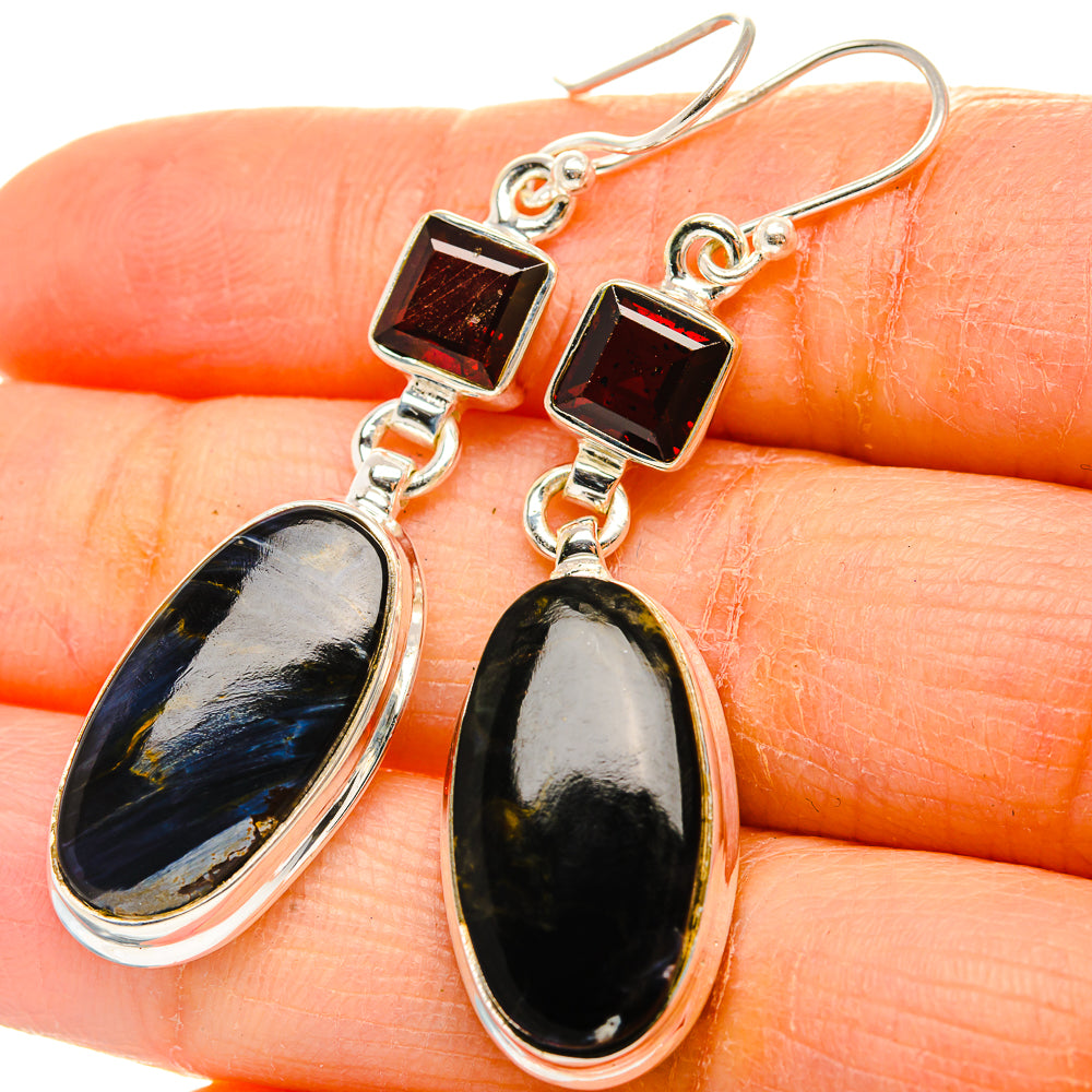 Pietersite, Garnet Earrings 2" (925 Sterling Silver) EARR431743