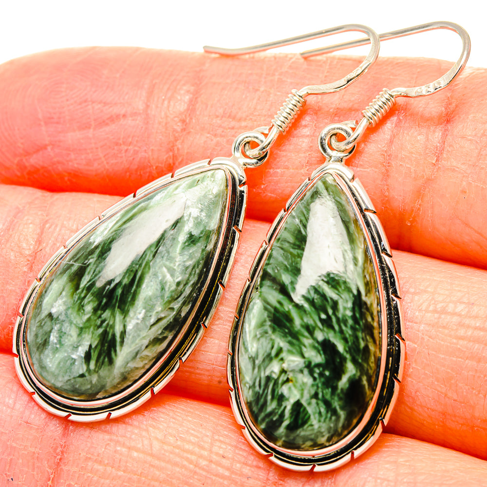 Seraphinite Earrings 1 3/4" (925 Sterling Silver) EARR431501