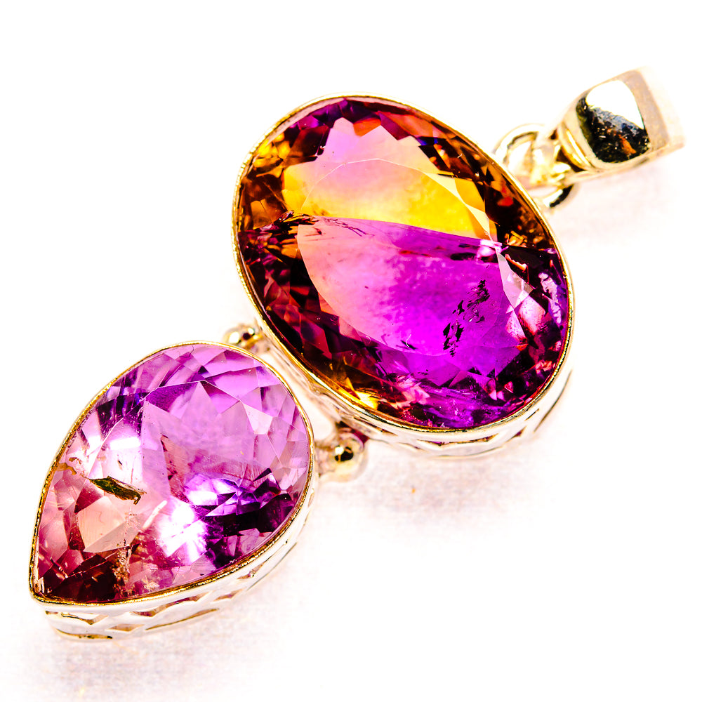Faceted Ametrine 925 Sterling Silver Pendant 1 3/4" (925 Sterling Silver) PD37747