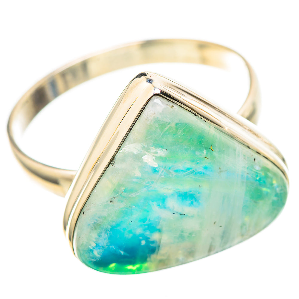Large Green Moonstone Ring Size 13.5 (925 Sterling Silver) RING136945