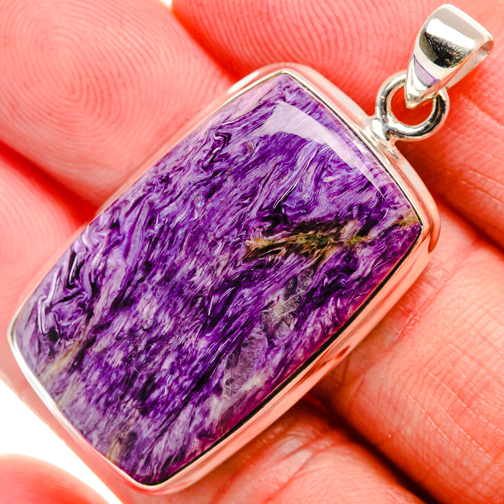 Charoite Pendant 1 3/4" (925 Sterling Silver) PD37499