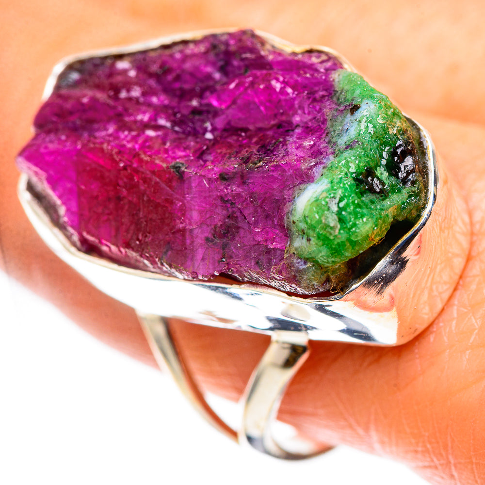 Large Rough Ruby Zoisite 925 Sterling Silver Ring Size 9 (925 Sterling Silver) RING137761