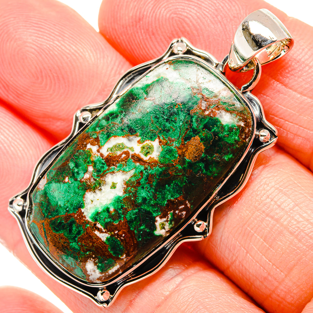 Malachite Pendant 1 3/4" (925 Sterling Silver) PD36347