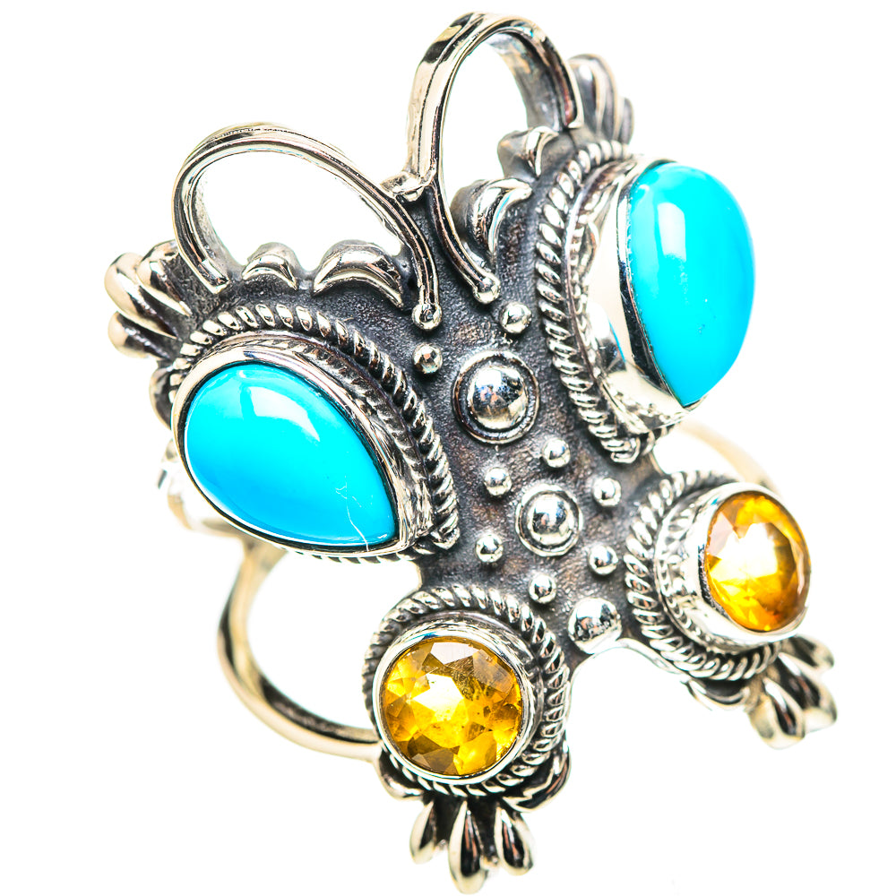 Large Sleeping Beauty Turquoise, Citrine 925 Sterling Silver Ring Size 8.75 (925 Sterling Silver) RING137561