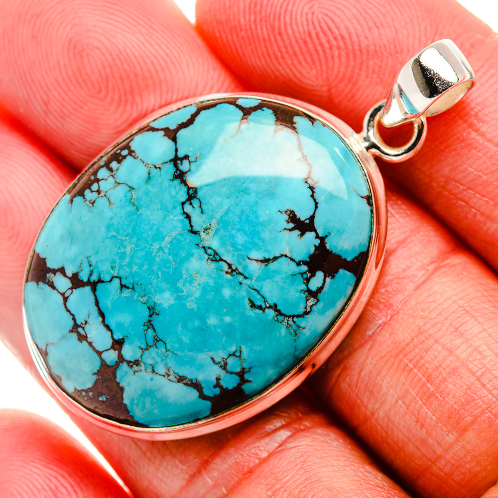 Tibetan Turquoise Pendant 1 7/8" (925 Sterling Silver) PD37044