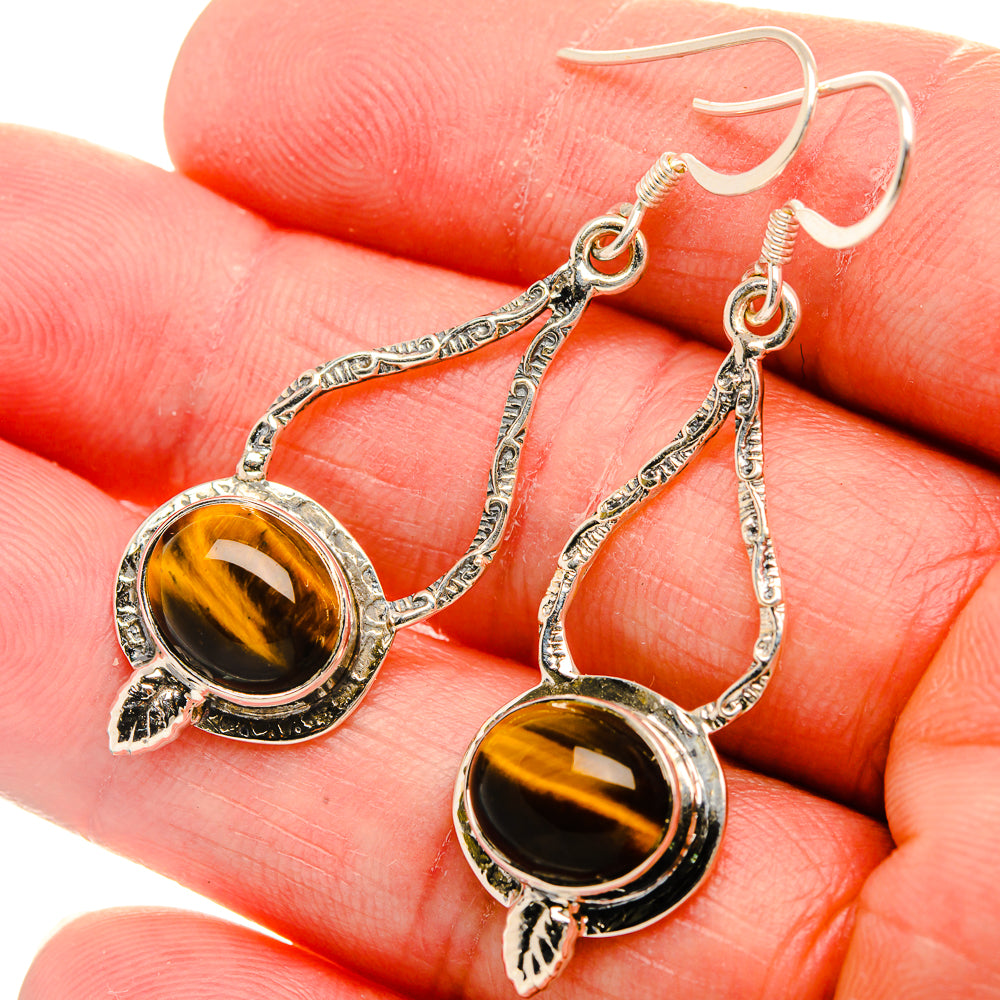 Tiger Eye Earrings 2" (925 Sterling Silver) EARR431828