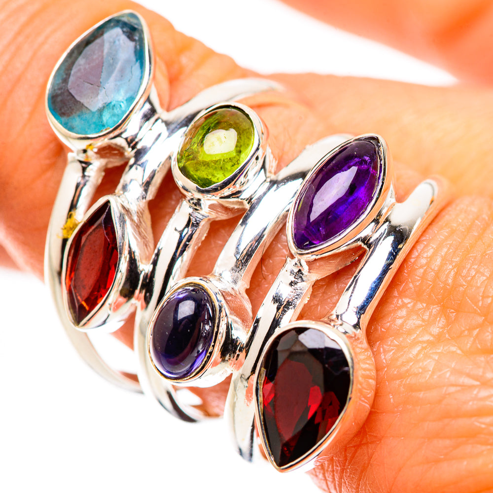 Garnet, Blue Topaz, Peridot, Amethyst, Tanzanite Ring Size 9.75 (925 Sterling Silver) RING134956