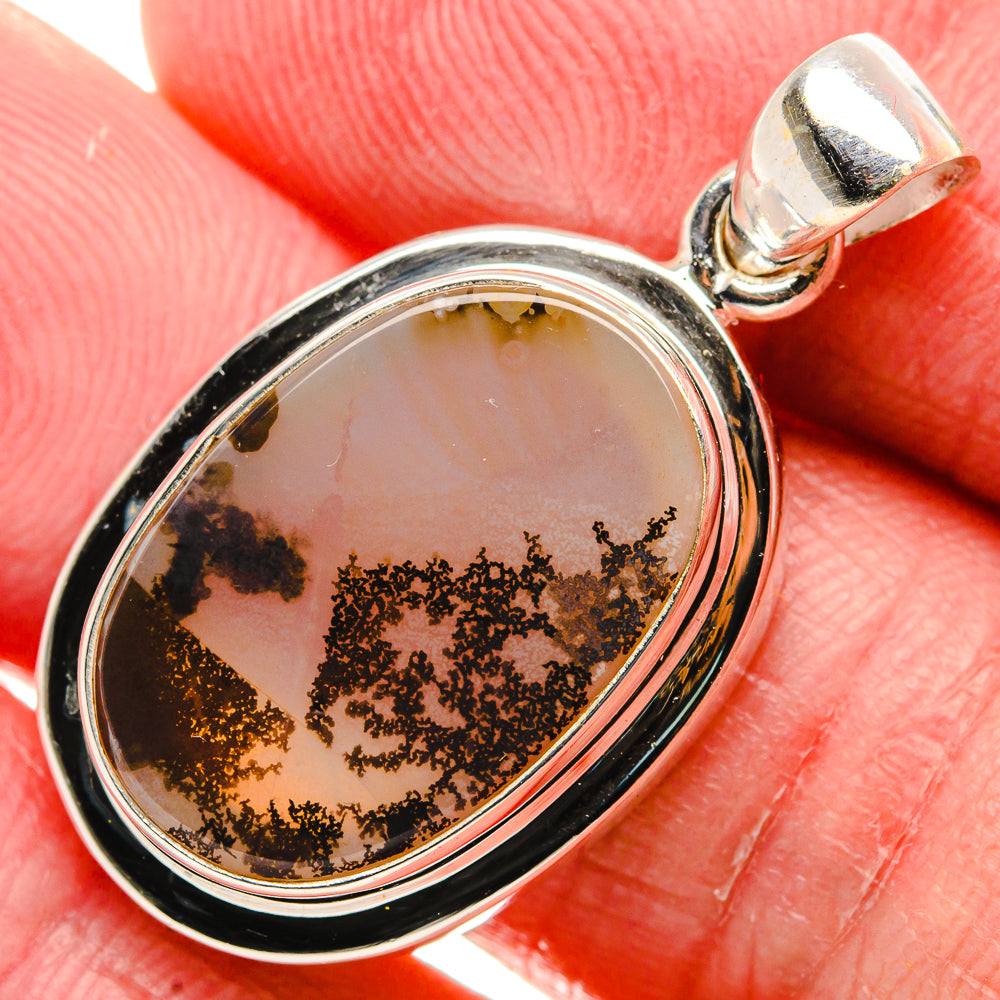 Scenic Dendritic Agate Pendant 1 3/8" (925 Sterling Silver) PD37356