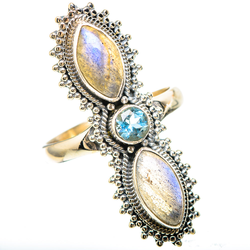 Large Labradorite, Blue Topaz 925 Sterling Silver Ring Size 11 (925 Sterling Silver) RING137365