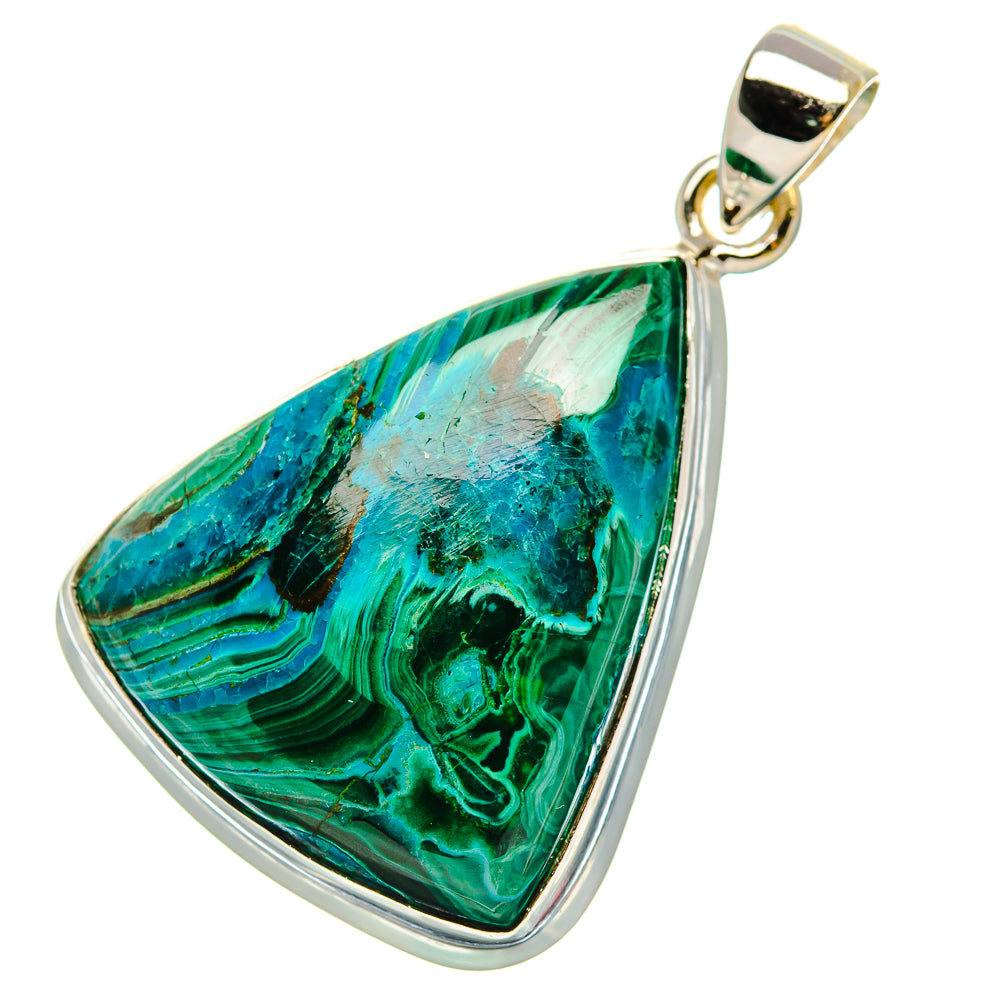 Malachite In Chrysocolla Pendant 1 1/2"  (925 Sterling Silver) PD37265
