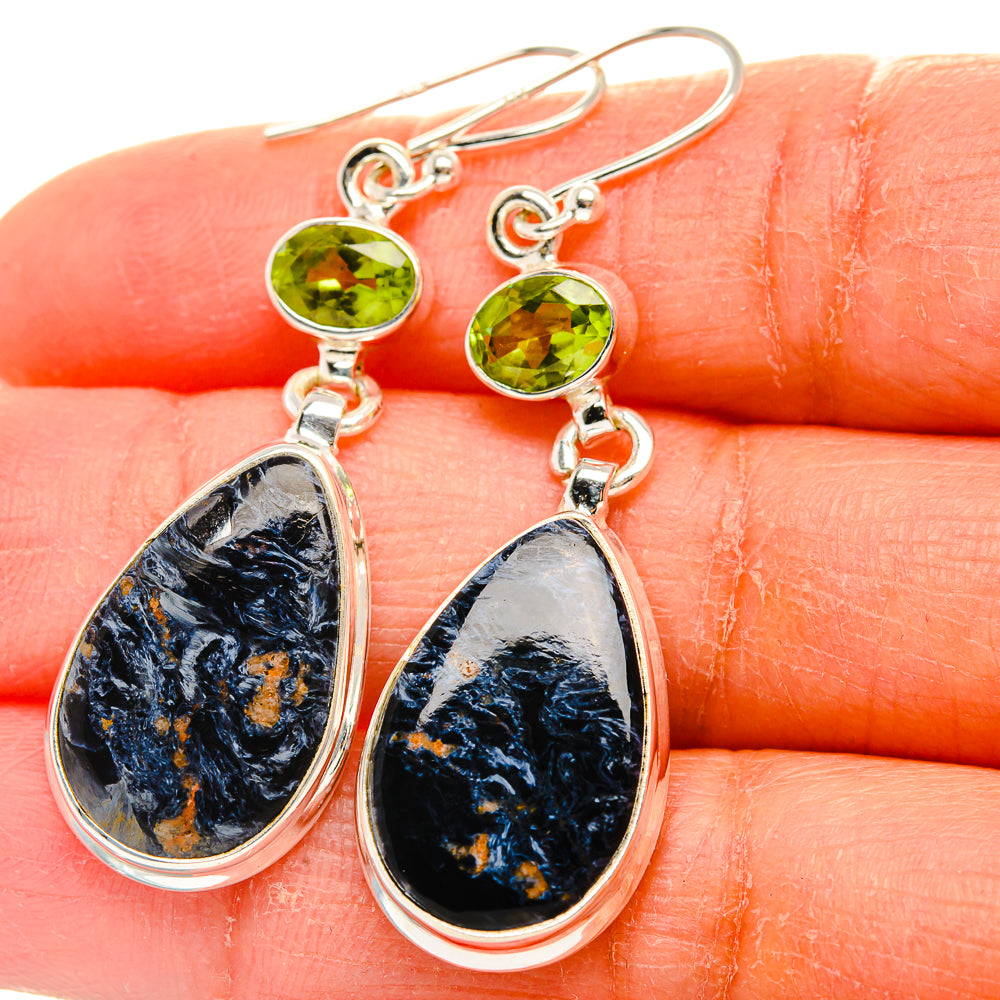 Pietersite, Peridot Earrings 2"  (925 Sterling Silver) EARR431632