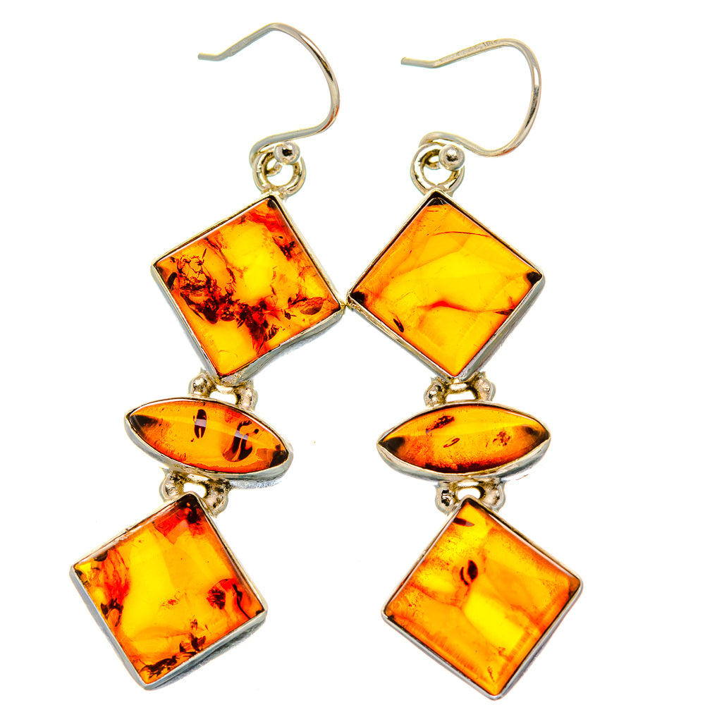 Baltic Amber Earrings 2 1/4" (925 Sterling Silver) EARR431769