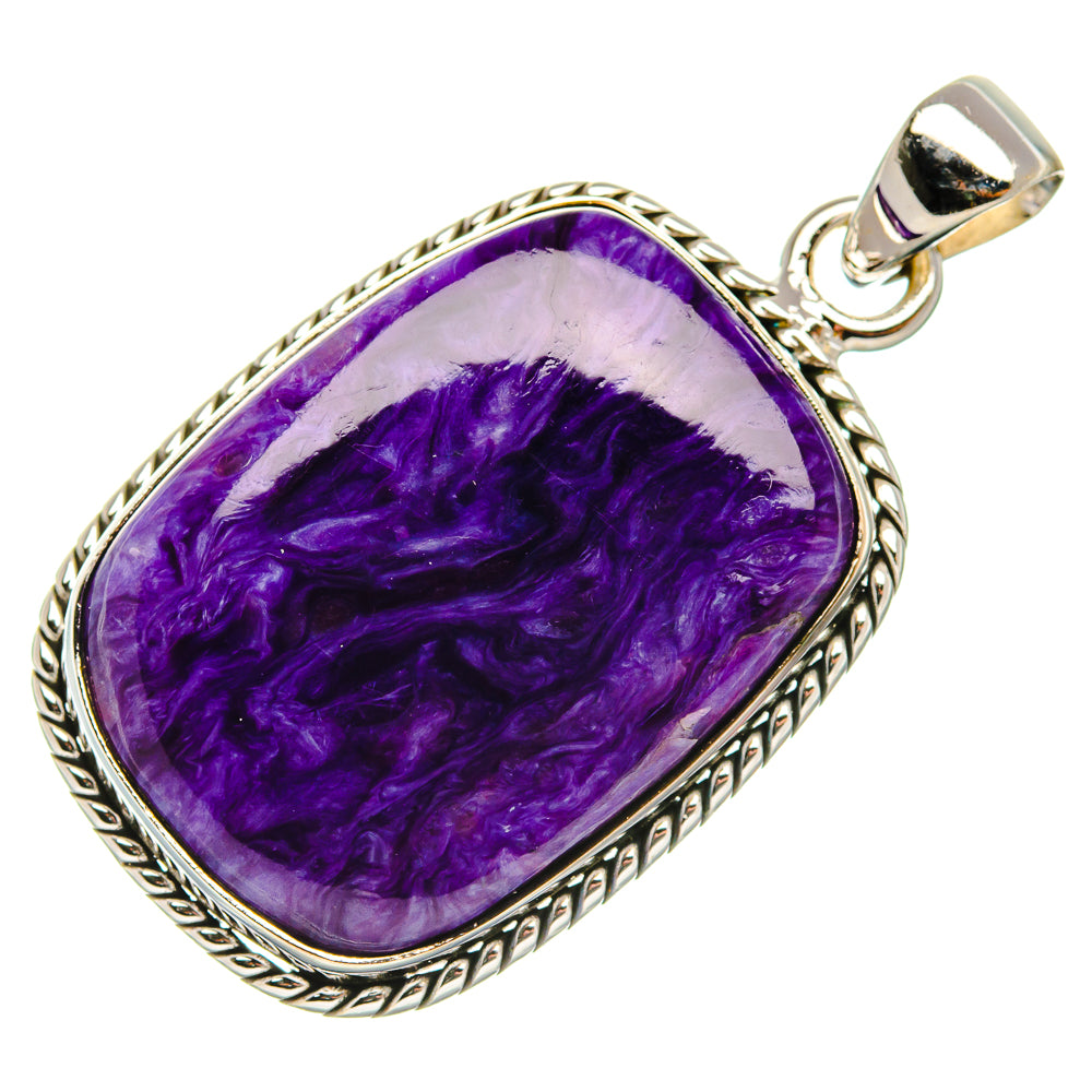Charoite Pendant 1 5/8" (925 Sterling Silver) PD37416
