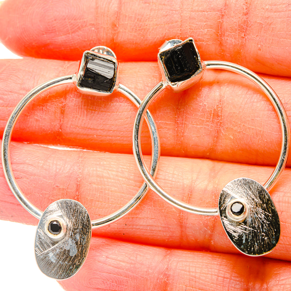 Black Tourmaline Earrings 1 3/4" (925 Sterling Silver) EARR431491