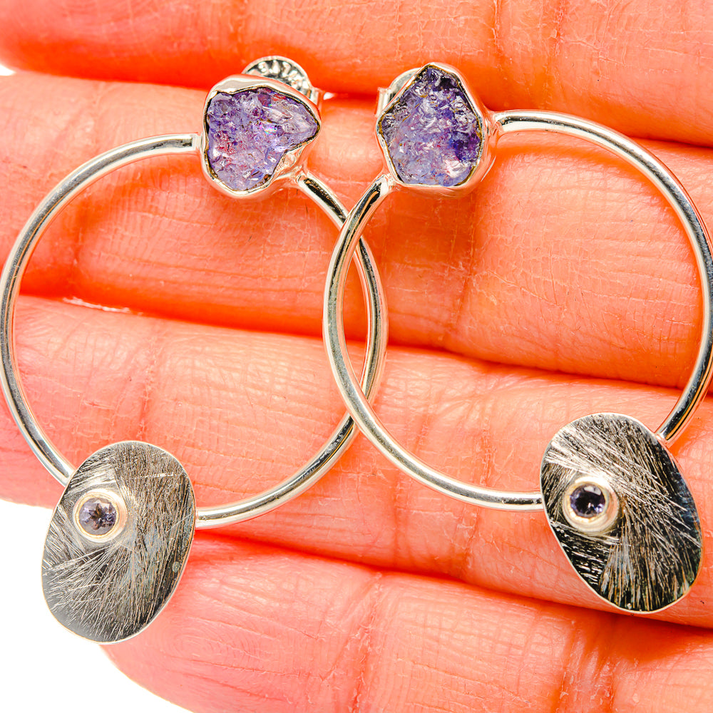 Rough Tanzanite Earrings 1 1/2" (925 Sterling Silver) EARR431507