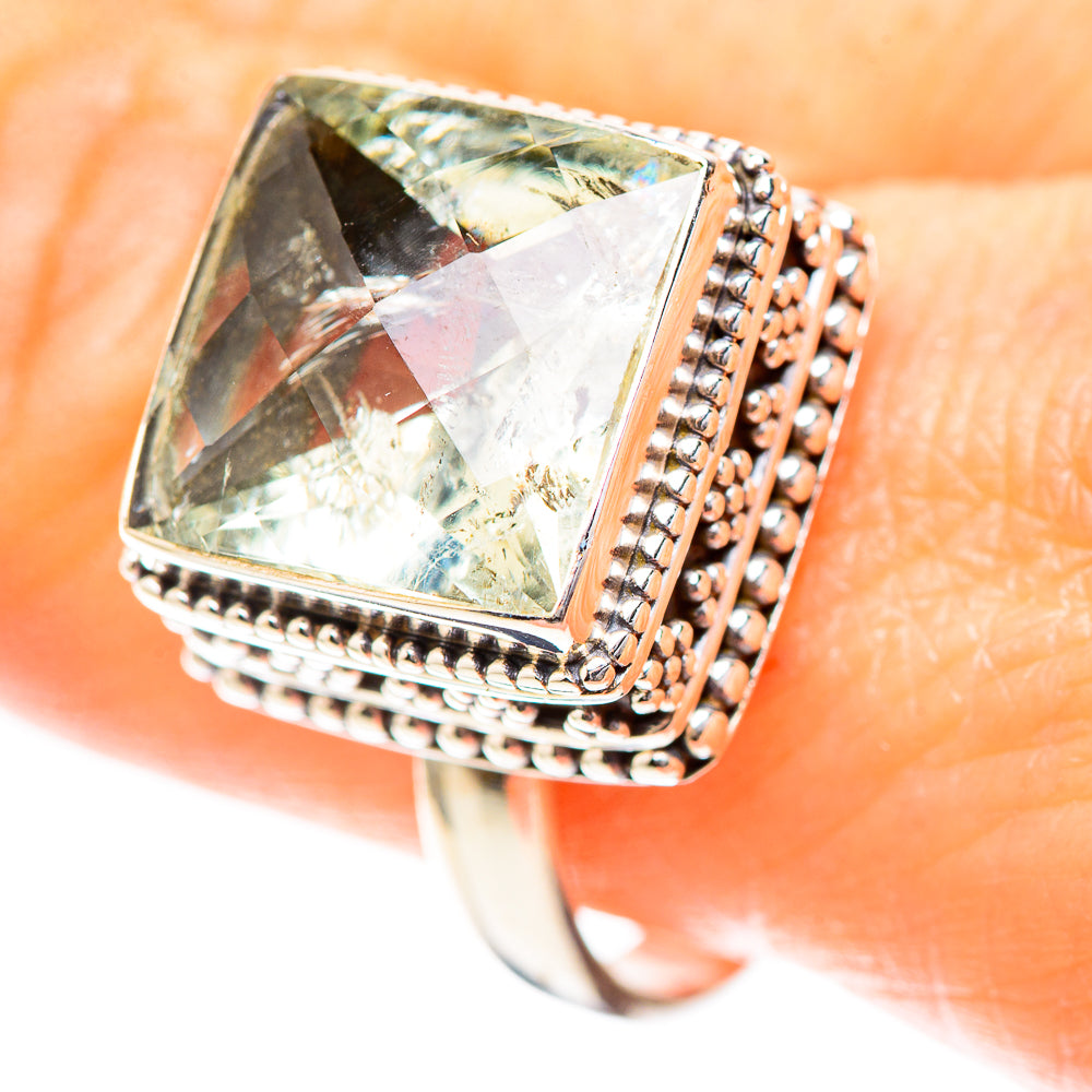 Faceted Green Amethyst 925 Sterling Silver Ring Size 10 (925 Sterling Silver) RING137246