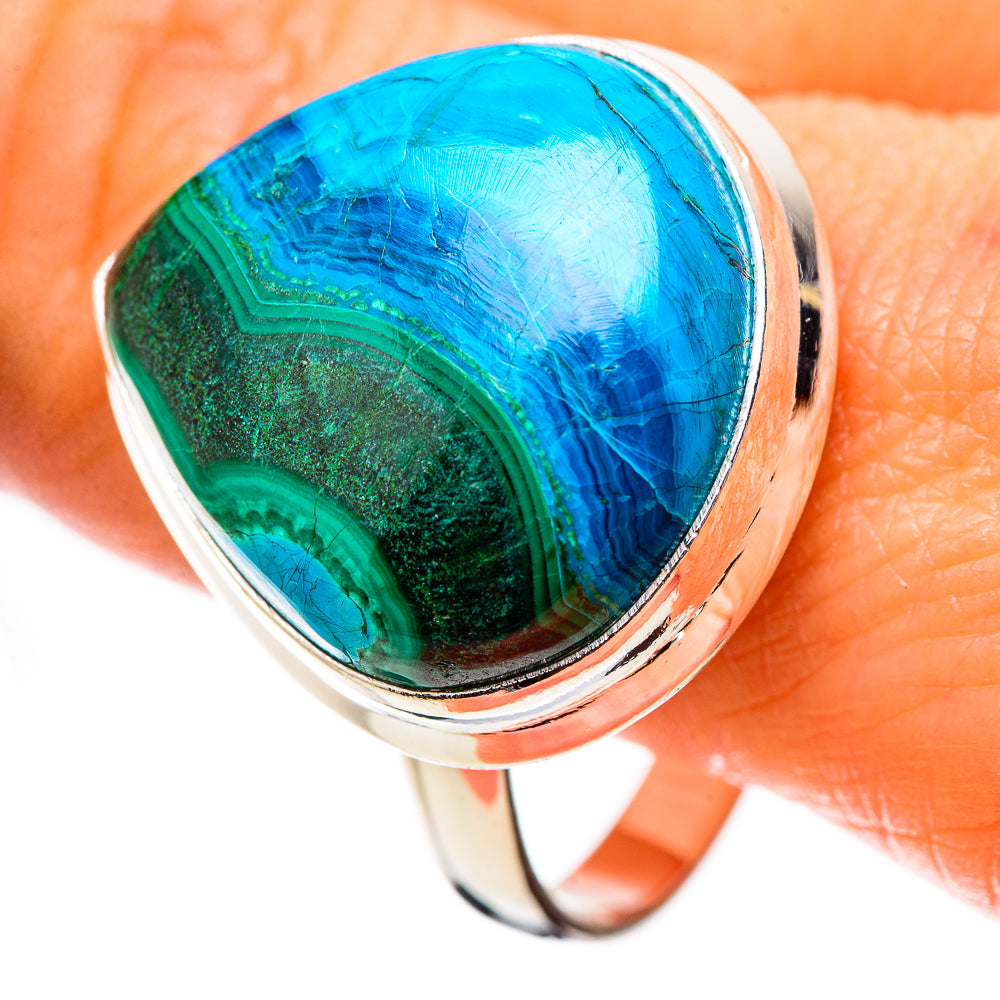 Anasilvercos Large Malachite In Chrysocolla Ring Size 14 (925 Sterling Silver)