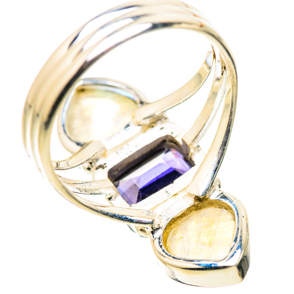 Faceted Tanzanite, Rainbow Moonstone Ring Size 9 (925 Sterling Silver) RING134686