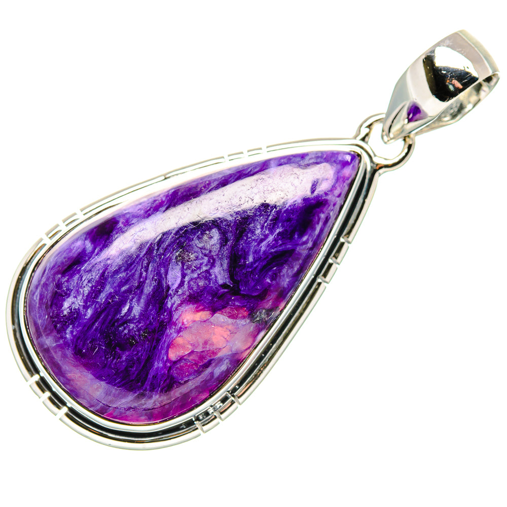 Charoite Pendant 1 7/8" (925 Sterling Silver) PD36287