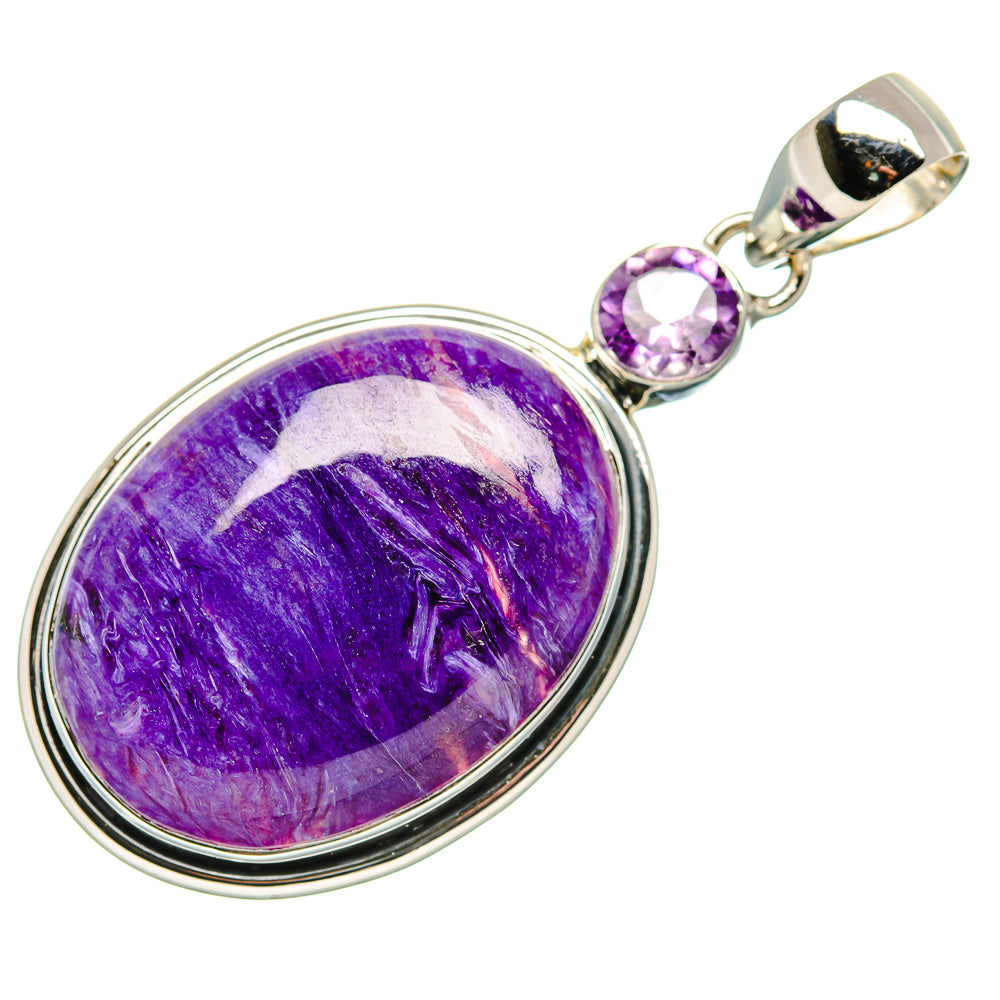 Charoite, Amethyst Pendant 2" (925 Sterling Silver) PD36286