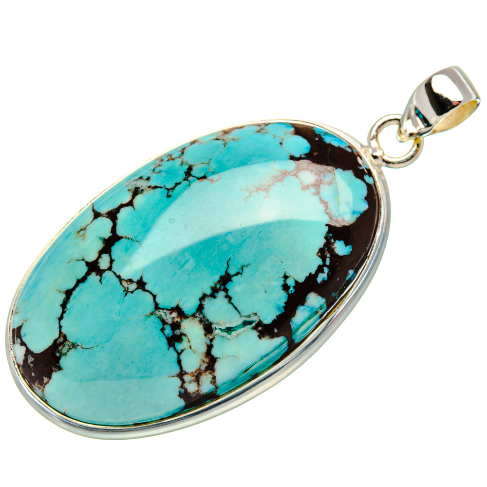 Tibetan Turquoise Pendant 2 1/4" (925 Sterling Silver) PD37092