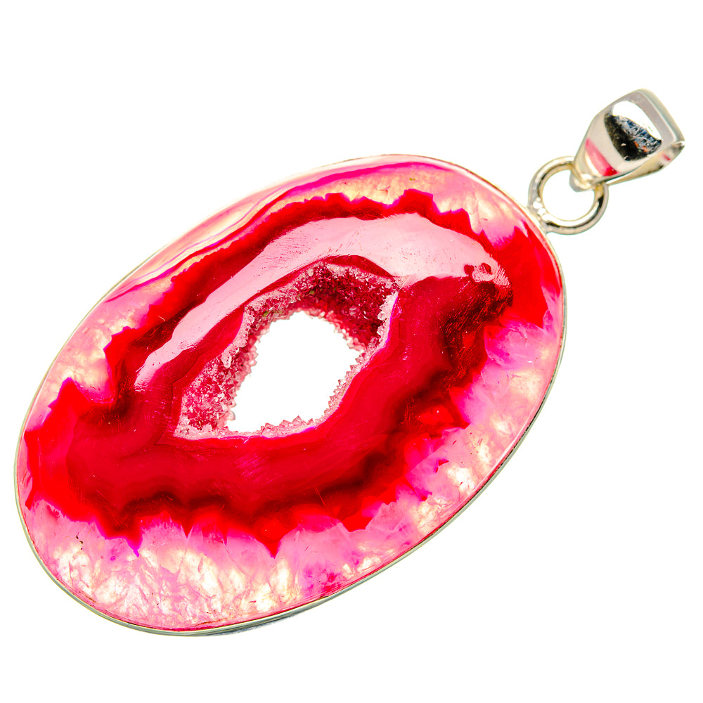 Pink Window Druzy Pendant 2 1/4"  (925 Sterling Silver) PD36953