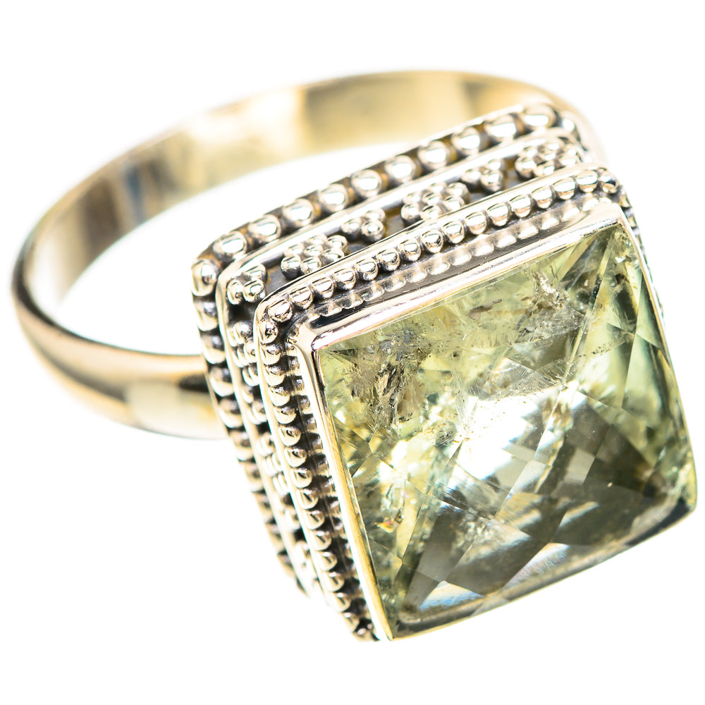 Faceted Green Amethyst 925 Sterling Silver Ring Size 10 (925 Sterling Silver) RING137246