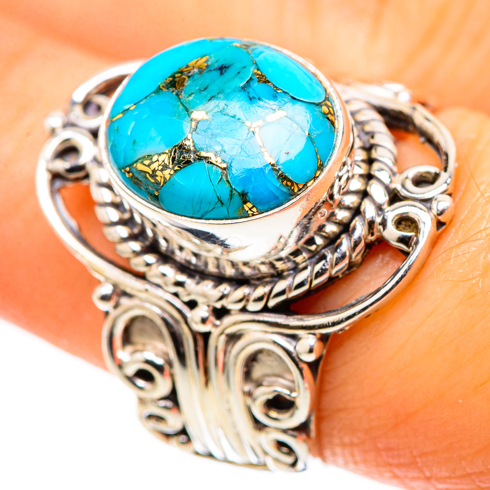 Blue Copper Composite Turquoise 925 Sterling Silver Ring Size 7.75 (925 Sterling Silver) RING137592
