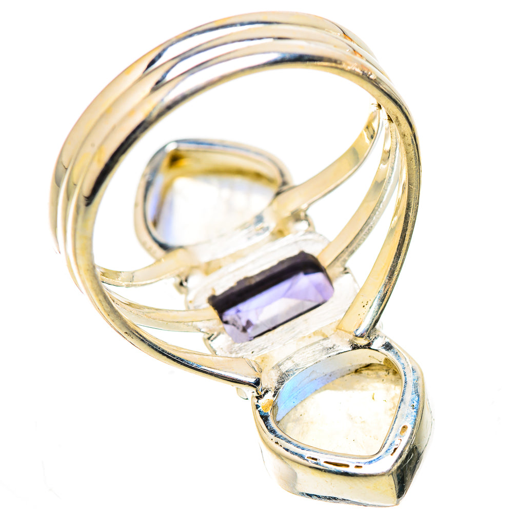 Faceted Tanzanite, Rainbow Moonstone Ring Size 7.5 (925 Sterling Silver) RING135487
