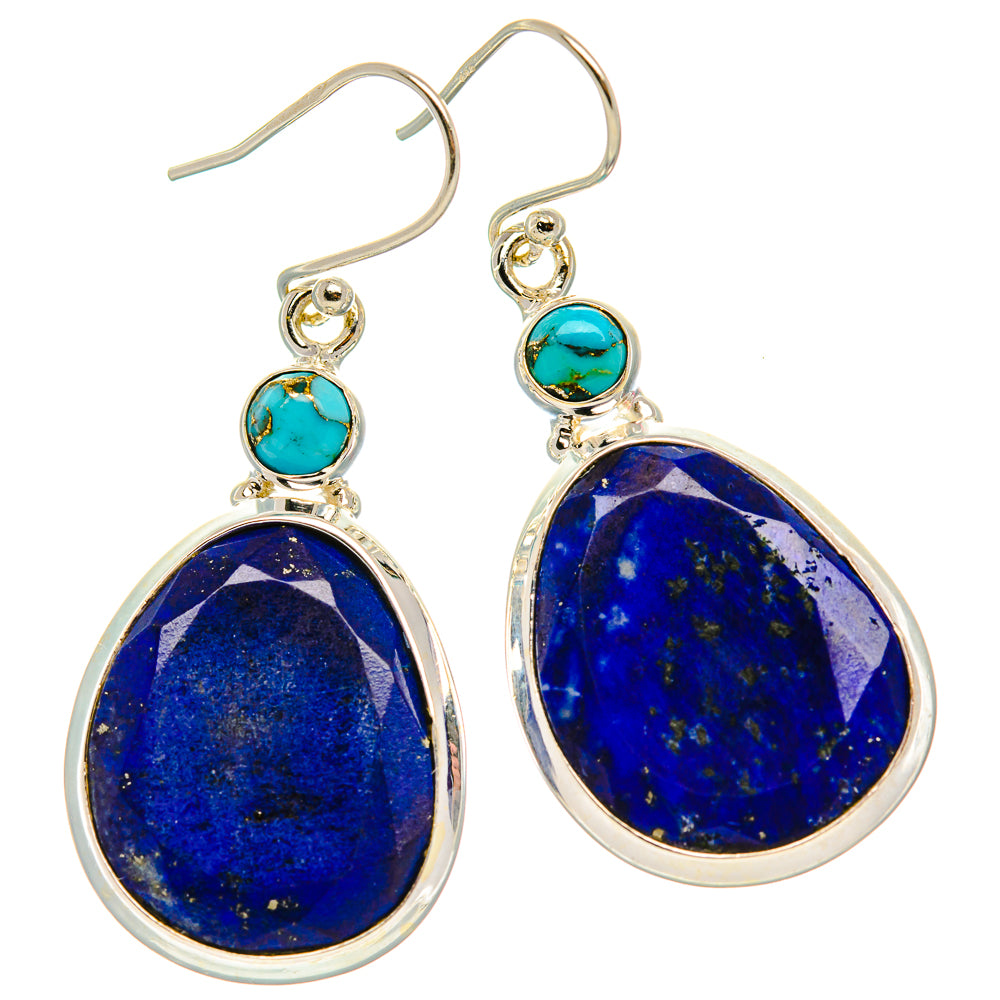 Lapis Lazuli, Blue Copper Composite Turquoise 925 Sterling Silver Earrings 1 3/4" (925 Sterling Silver) EARR431914