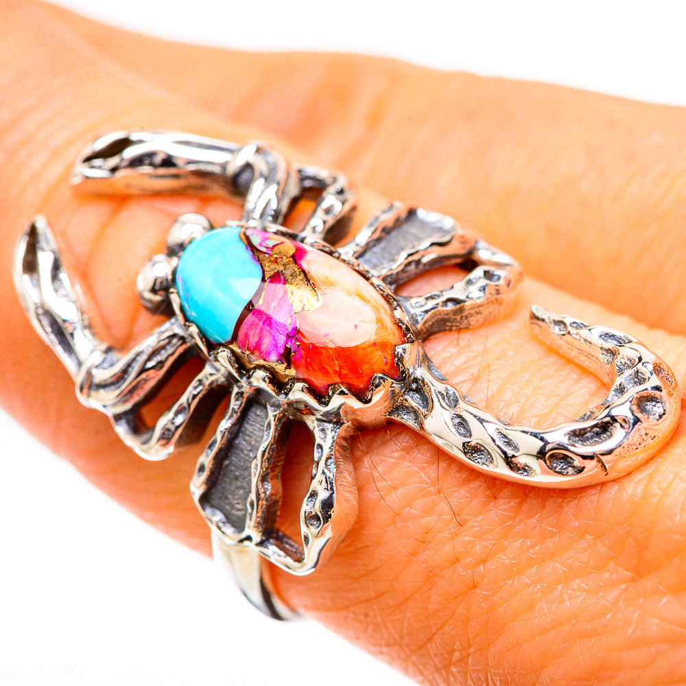 Kingman Pink Dahlia Turquoise 925 Sterling Silver Ring Size 8.25 Ana Co R135205