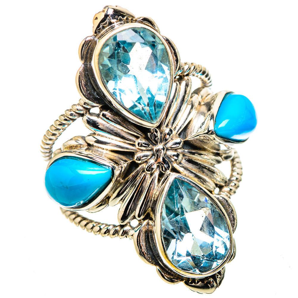 Large Blue Topaz, Sleeping Beauty Turquoise Ring Size 6 (925 Sterling Silver) RING135374