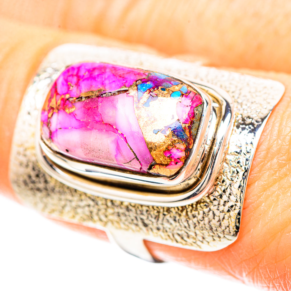 Kingman Pink Dahlia Turquoise Ring Size 8 (925 Sterling Silver) RING136979