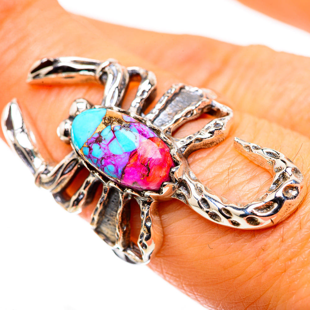 Kingman Pink Dahlia Turquoise Ring Size 7.5 (925 Sterling Silver) RING135679