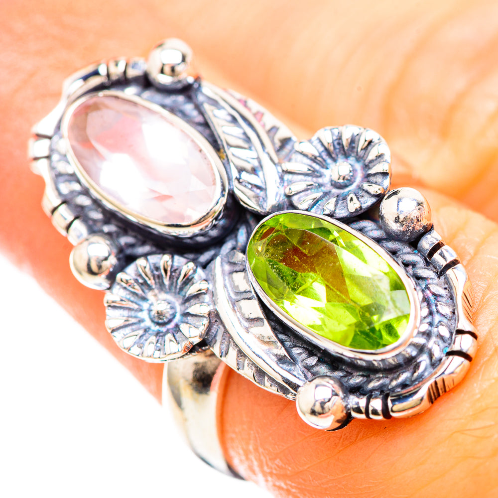 Rose Quartz, Peridot Ring Size 6.25 (925 Sterling Silver) RING137050