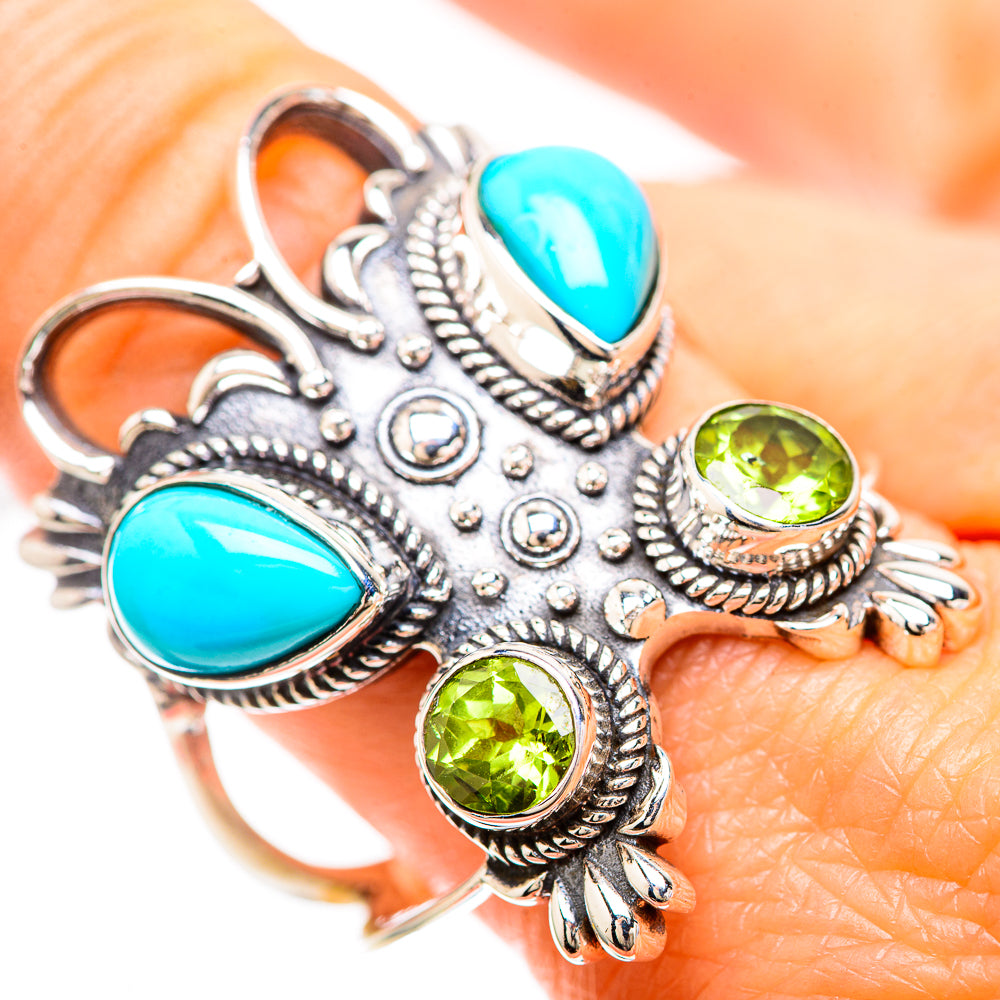 Large Sleeping Beauty Turquoise, Peridot Ring Size 10.75 (925 Sterling Silver) RING137133
