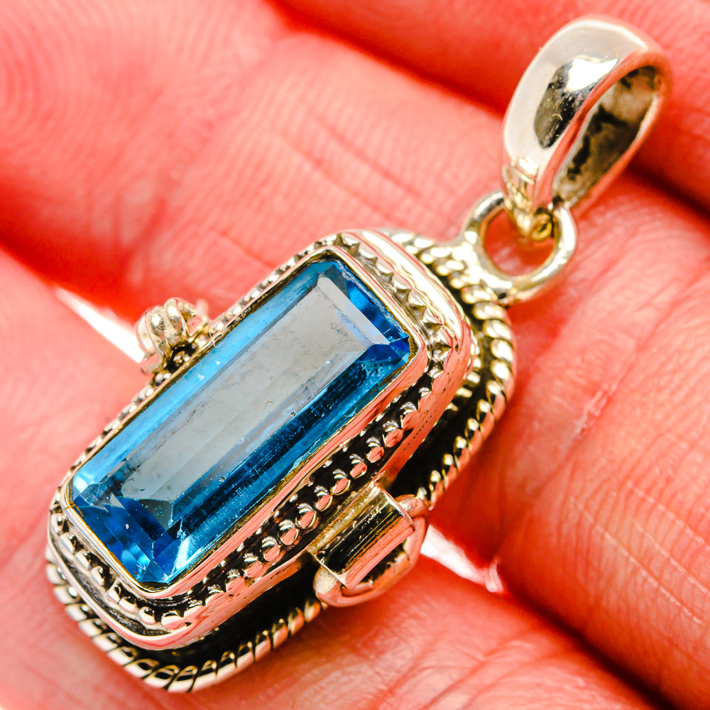 Poison Blue Topaz Pendant 1 3/8" (925 Sterling Silver) PD37607