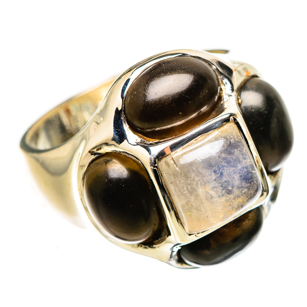 Rainbow Moonstone, Smoky Quartz Ring Size 7 (925 Sterling Silver) RING134916