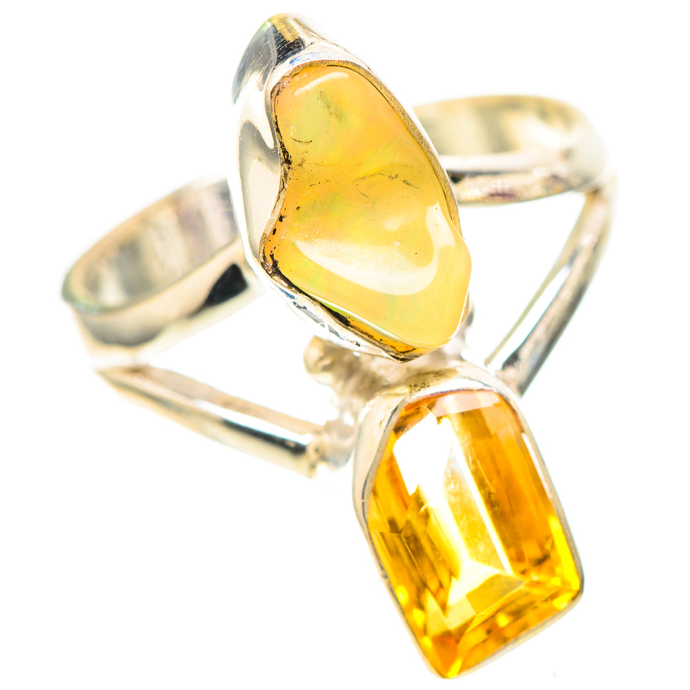 Ethiopian Opal, Citrine 925 Sterling Silver Ring Size 7.25 (925 Sterling Silver) RING137304
