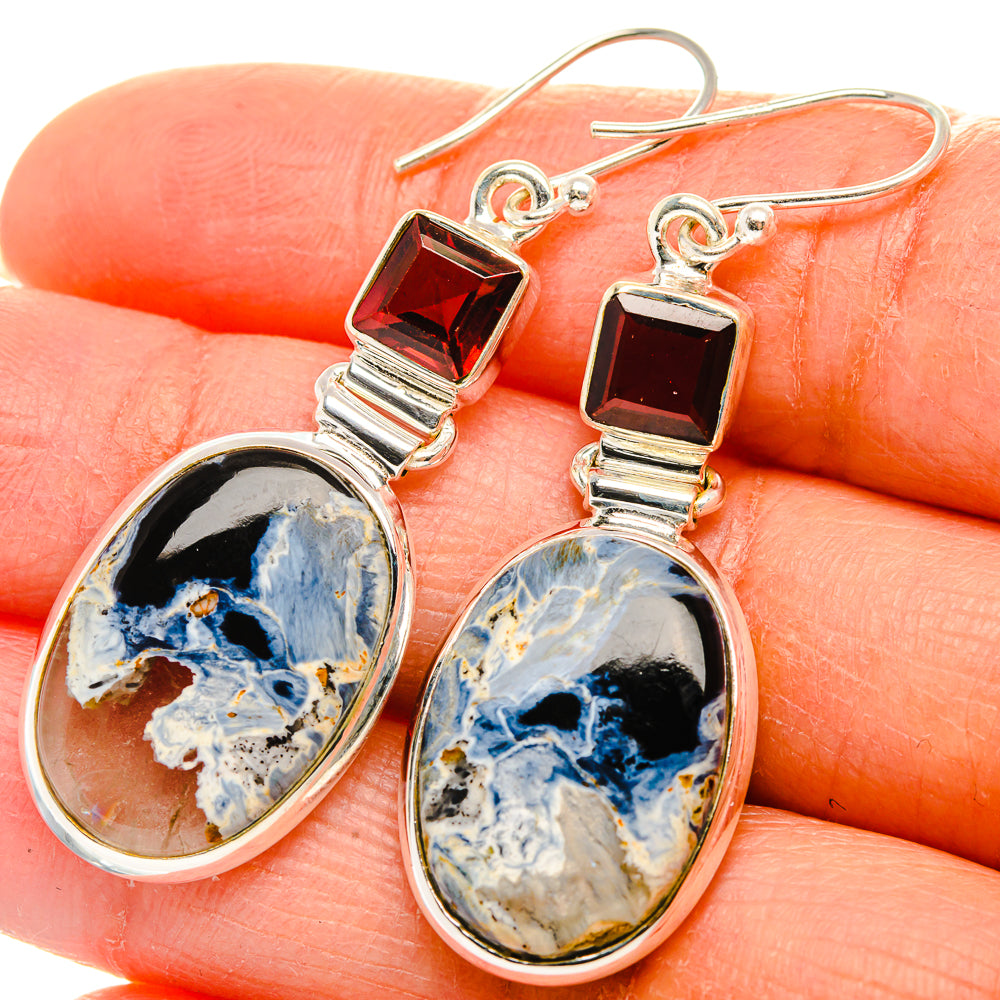 Pietersite, Garnet Earrings 2"  (925 Sterling Silver) EARR431665